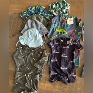 Boy 0-6m Swim and Hat Bundle - jan&Jul, Hatley, Rylee & Cru etc